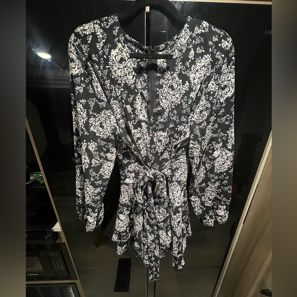 Elegant Black and White Floral Dress